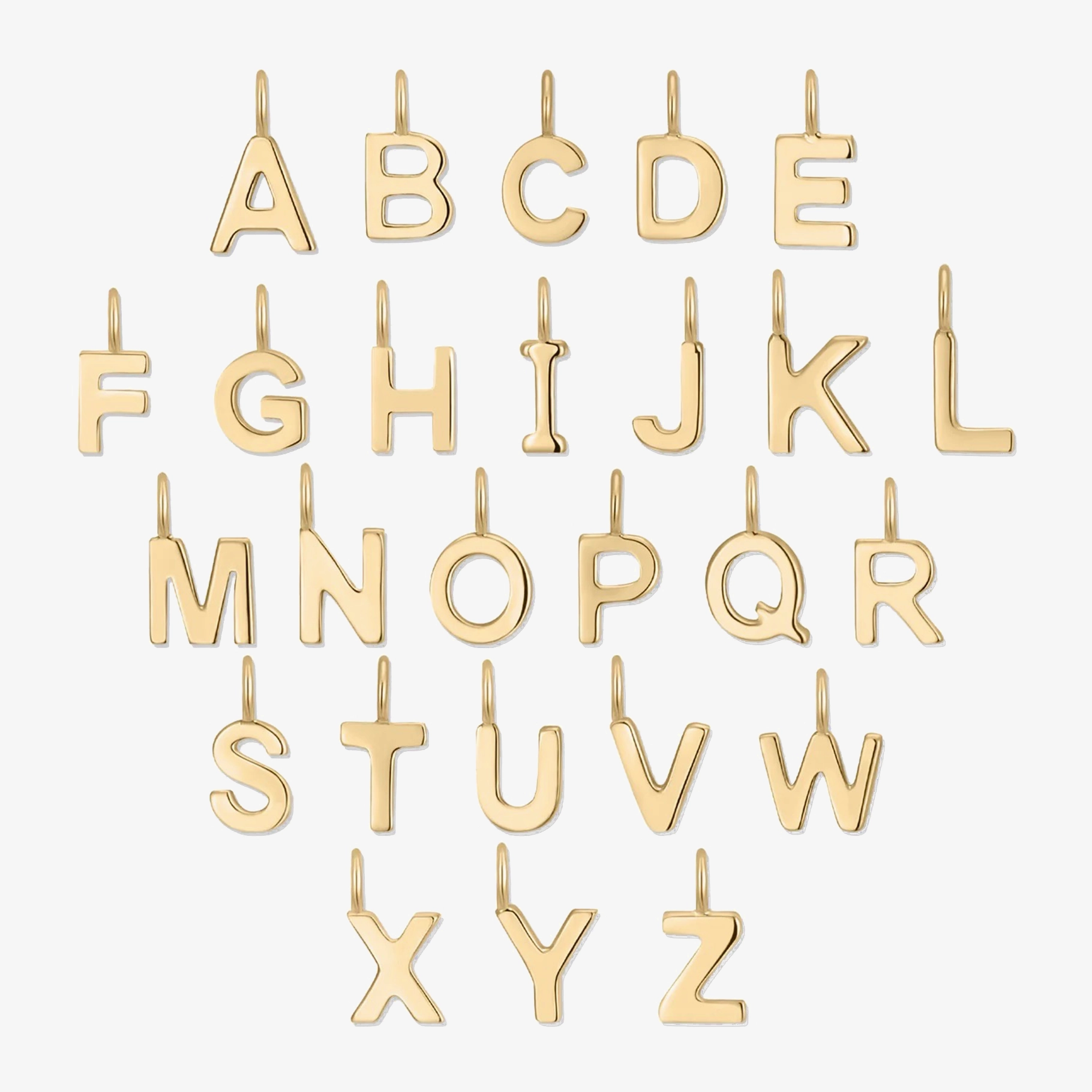 Opulent Sparkle Minimal Design Amare Wear 14k Solid Gold Petite Initial Letter Charms