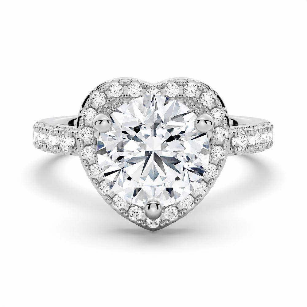 Brilliant Heart Moissanite Halo Engagement Ring Graduation Present