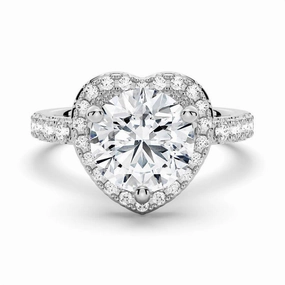 Luxury Work Glitter Accent Brilliant Heart Moissanite Halo Engagement Ring