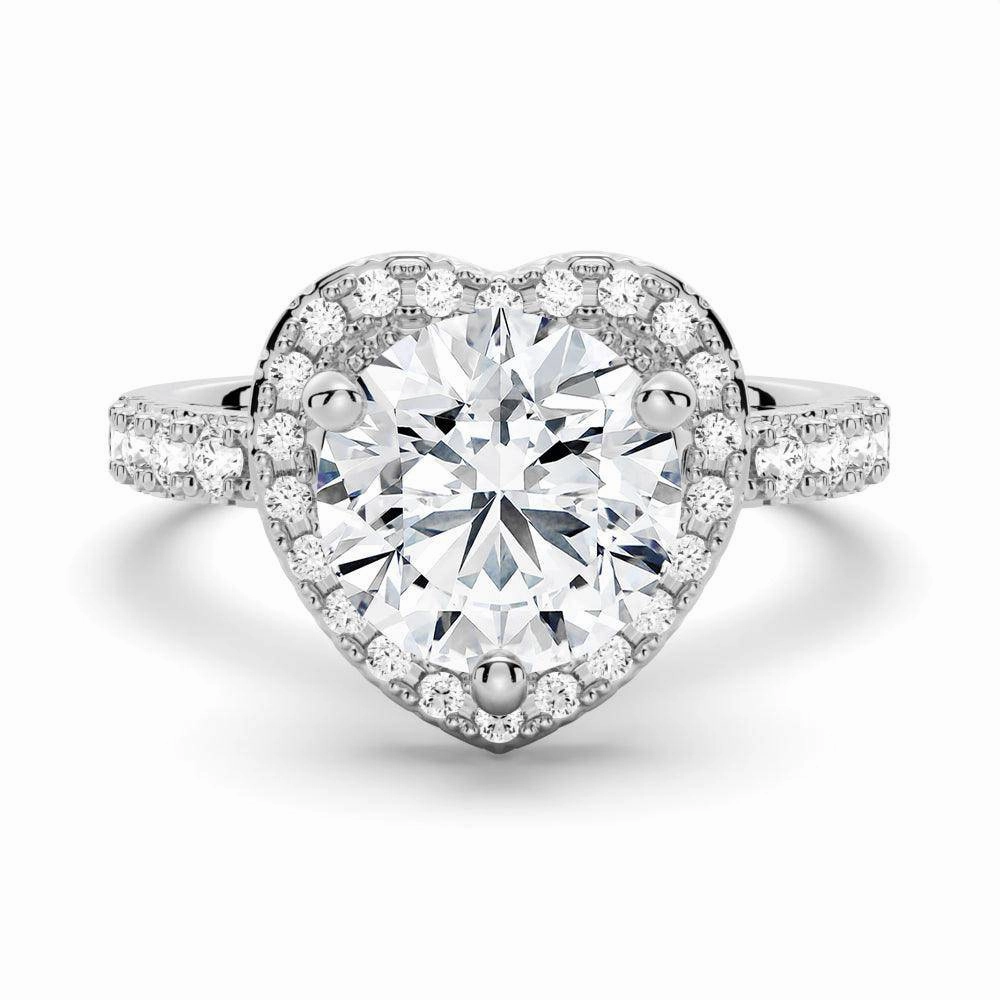 Hypoallergenic Work Fine Craftsmanship Brilliant Heart Moissanite Halo Engagement Ring