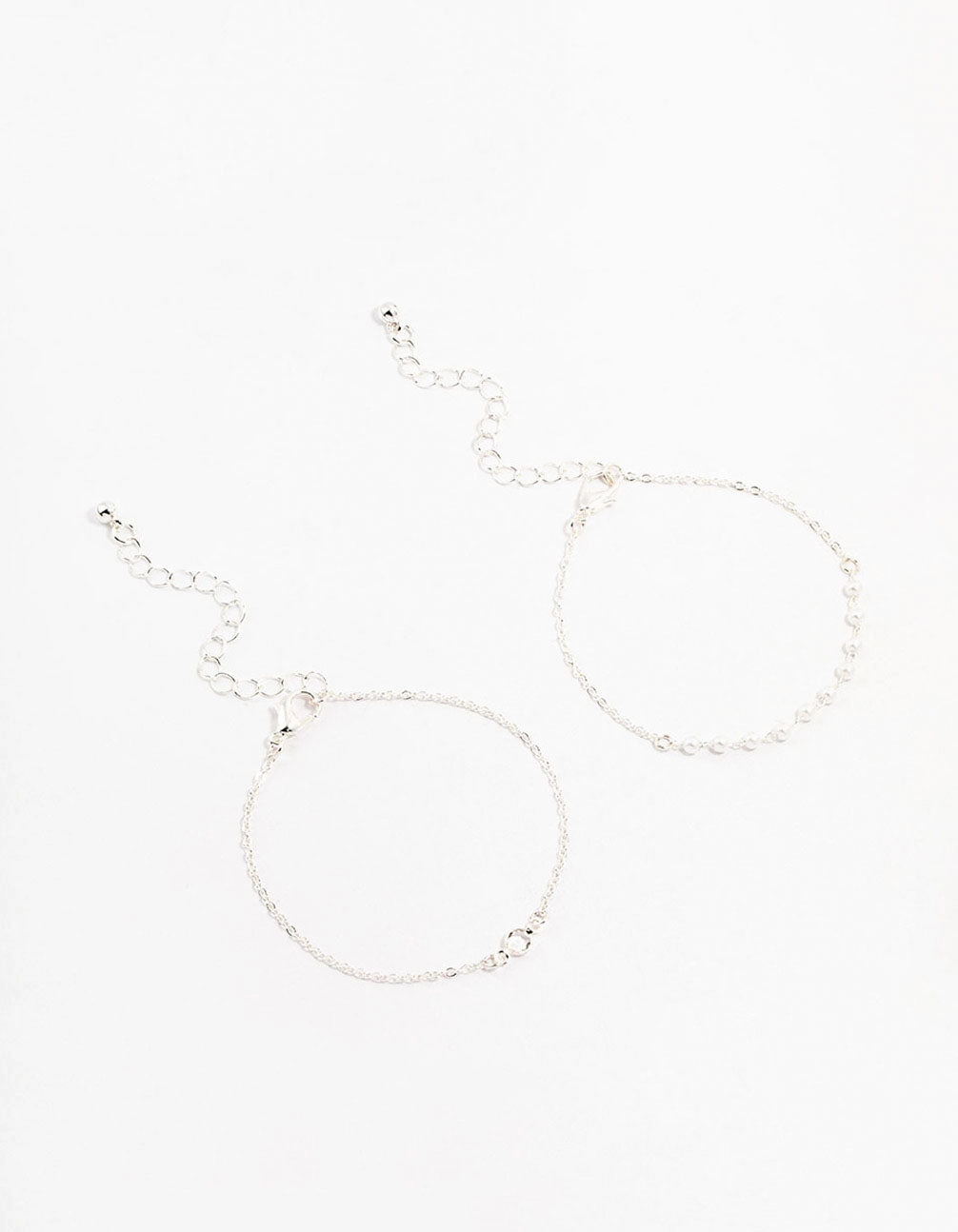 Silver Pearl Station & Diamante Bracelets 2-Pack Edgy Detail