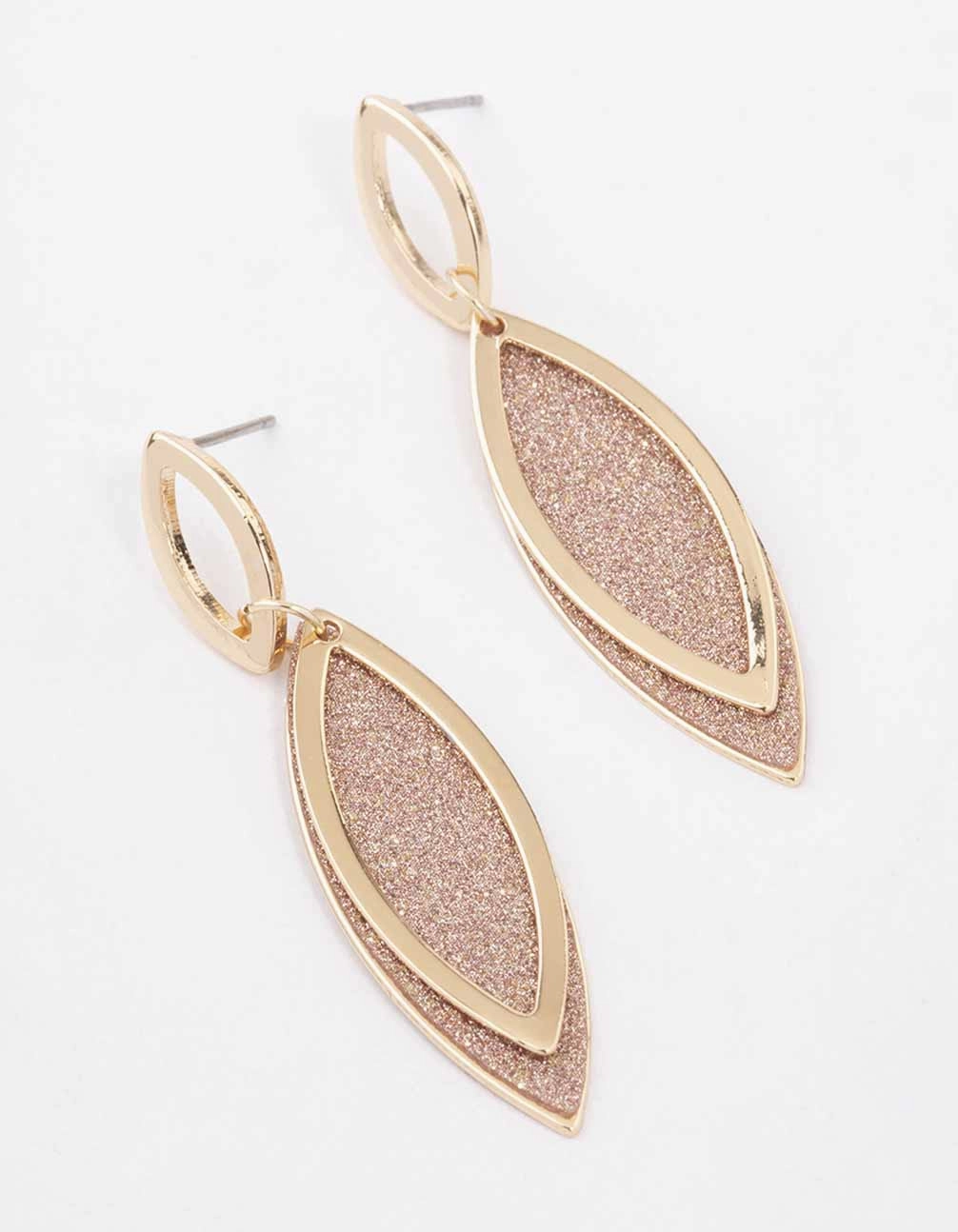 Brown Glitter Paper Leaf Drop Earrings Classic Selection