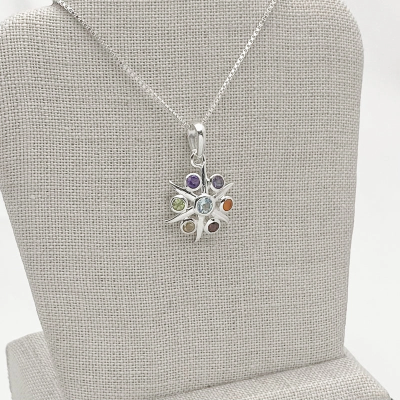 7 Stones Chakra Pendant In Sterling Silver High-Quality Jewelry