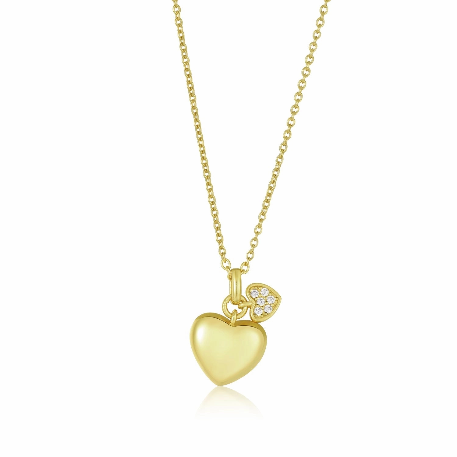 Gold Plated Sterling Silver Heart on Heart Necklace Bridal Look