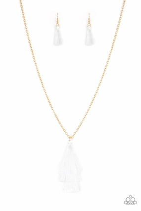 Paparazzi Accessories ? Triple The Tassel - White Necklace?Flat Rate Ship $4.50? Vlogger Piece Antique Piece