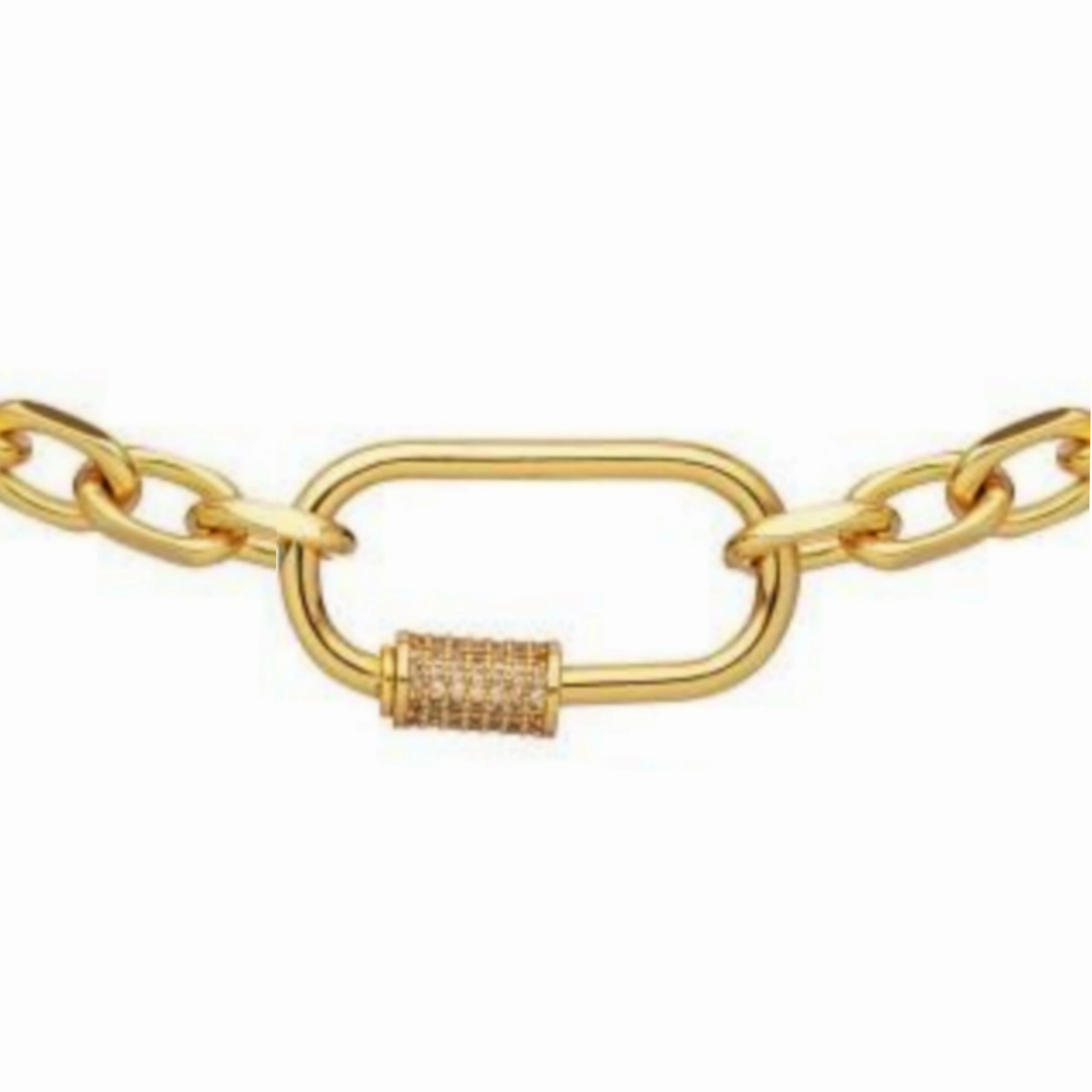 Gold Plated Oval Link With CZ Center Bracelet Angelic Amalgamations