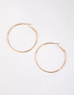 Decorative Accessory Gold Plain Rounded Hoop Earrings