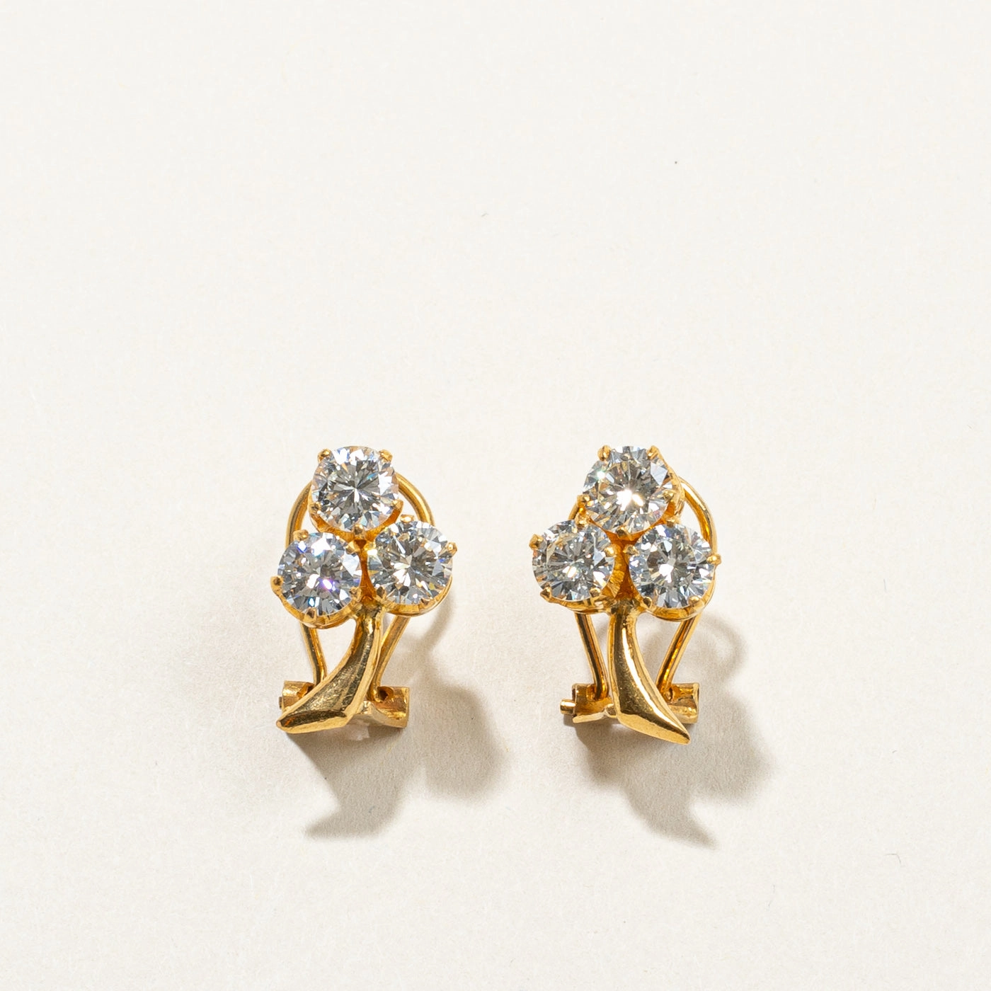 Three Stone Diamond Earrings | 2.80ctw | Light Spark