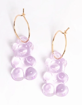 Lightweight Essential Gold Candy Bear Hoop Earrings