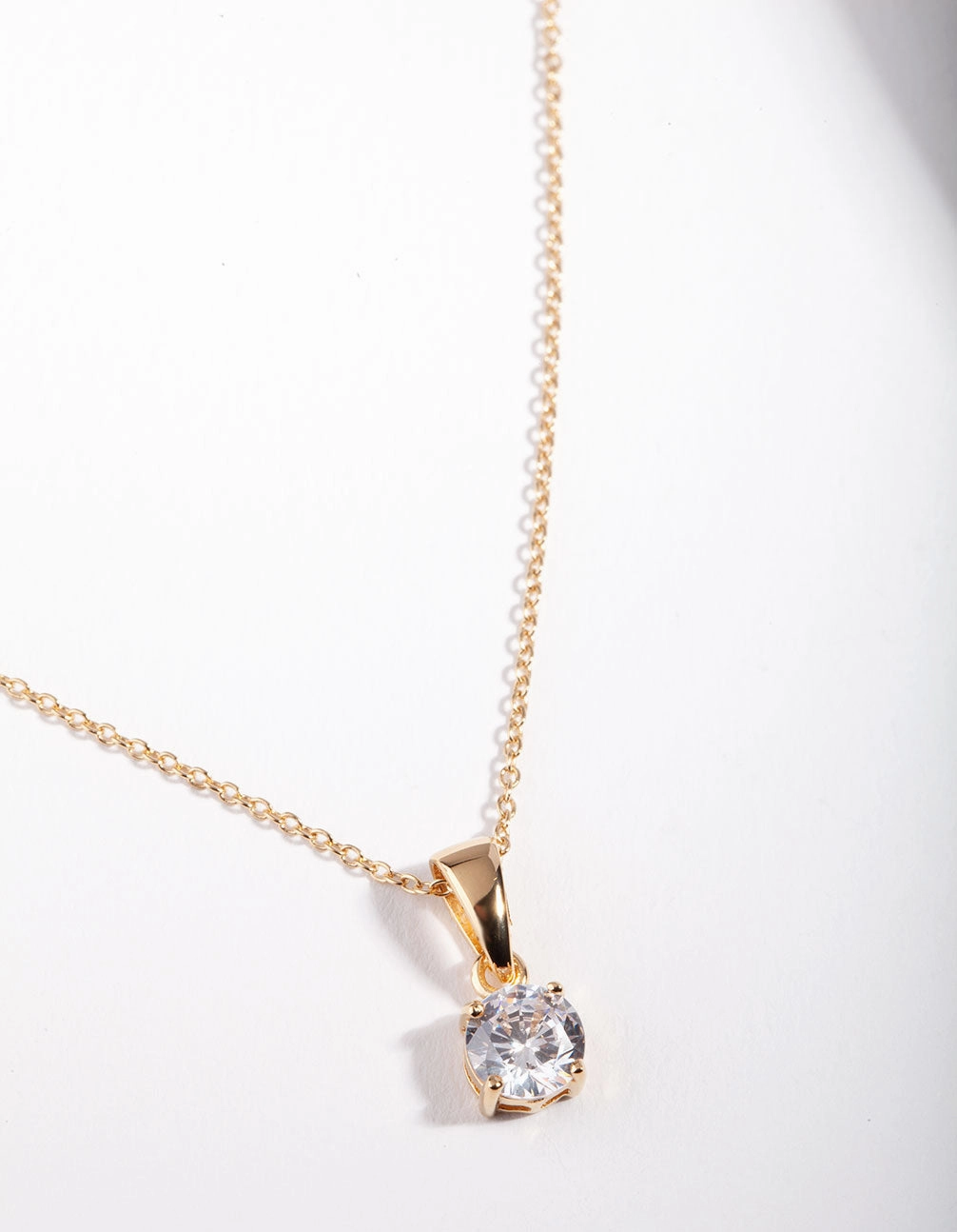 Stylish Edge Excellent Ornament Gold Plated Sterling Silver 1 Carat Cubic Zirconia Necklace