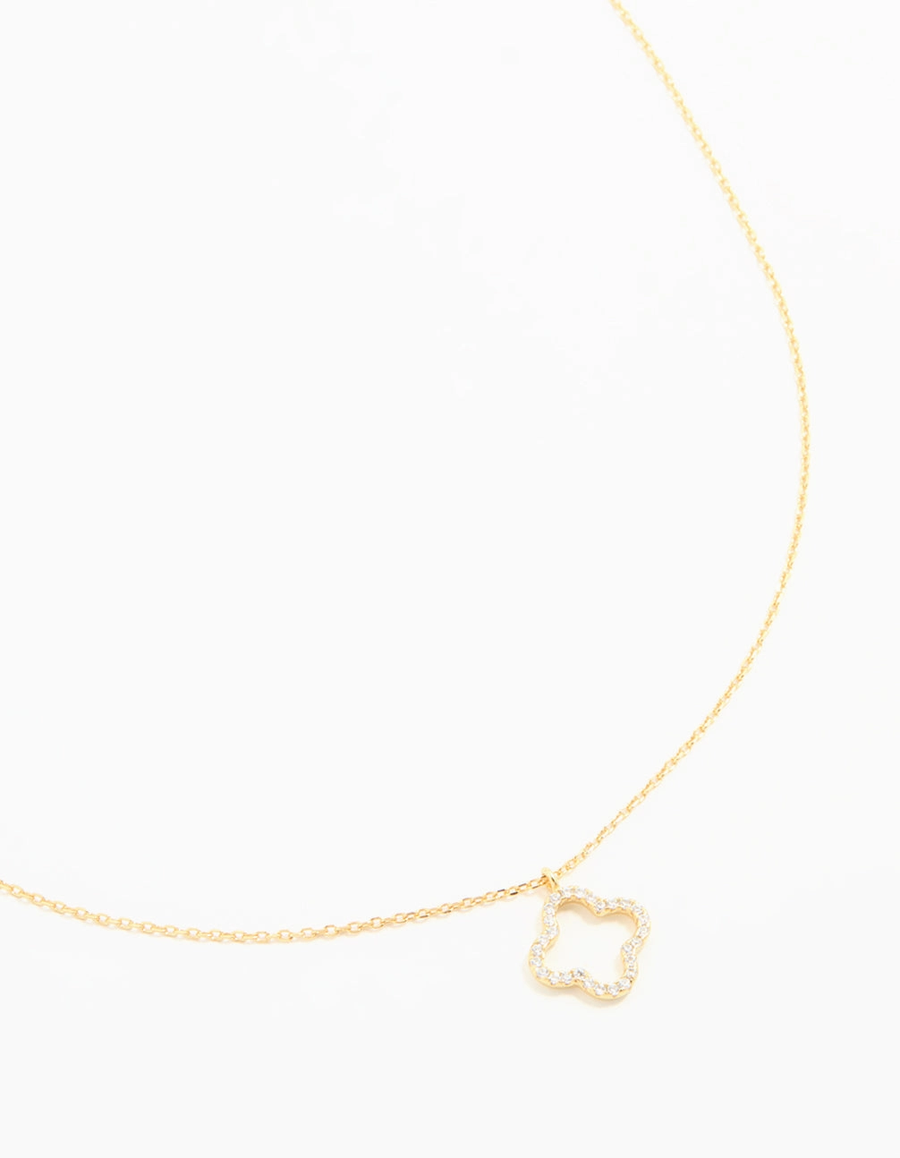 Sophisticated Charm Gold Plated Sterling Silver Cubic Zirconia Flower Pendant Necklace