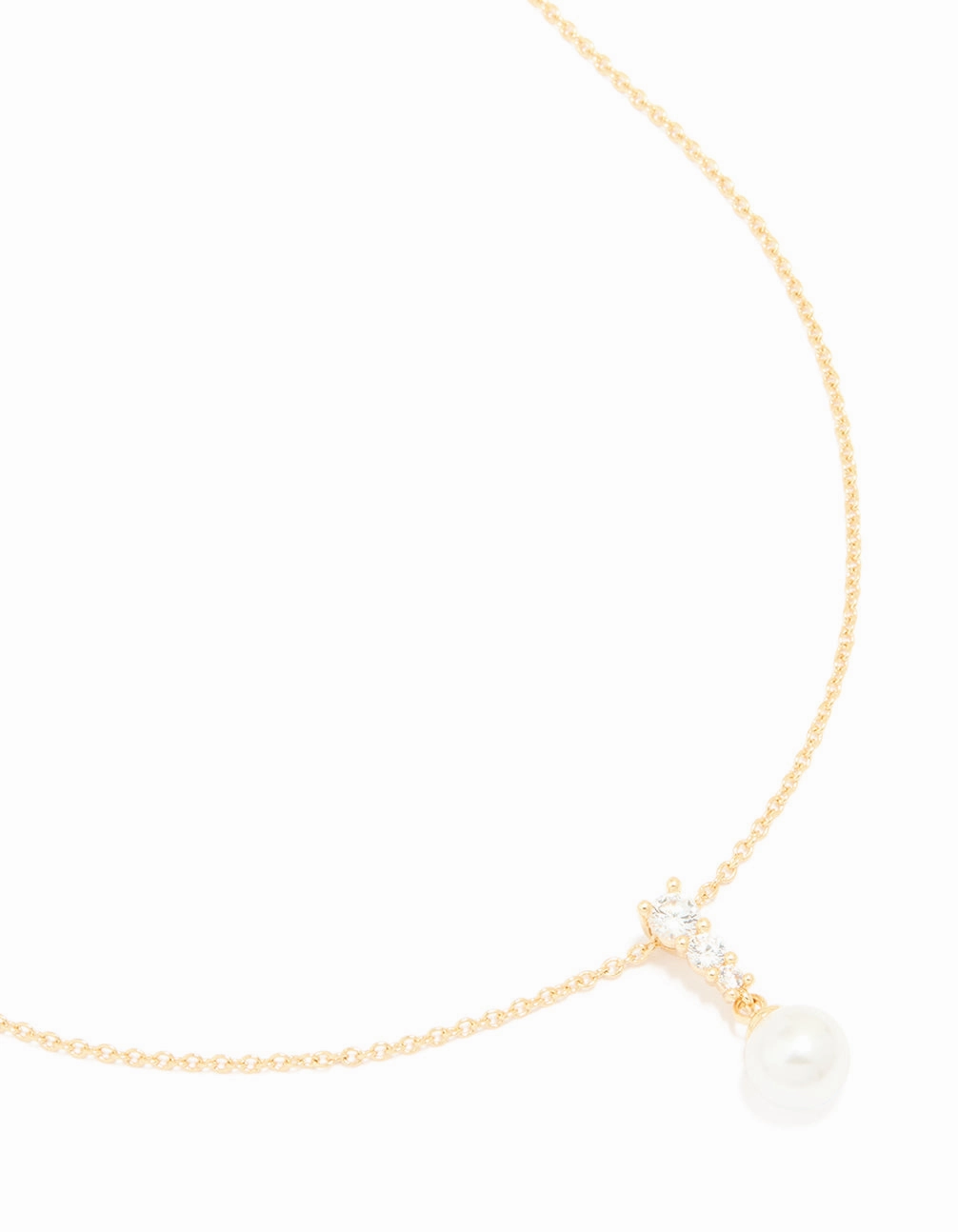 Gold Plated Cubic Zirconia & Pearl Pendant Necklace Beautiful Style Creative Youth