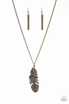 Pure Accent occasional wear Paparazzi Accessories ? Free Bird - Brass Necklace?Flat Rate Ship $4.50?