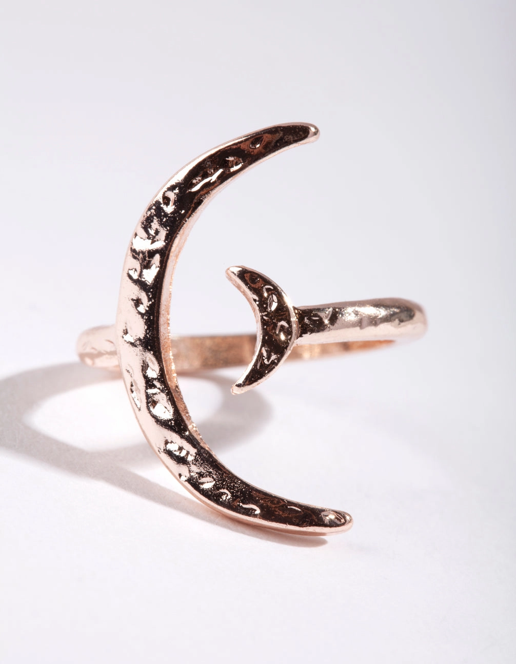 Rose Gold Crescent Moon Open Ring Artistic Jewelry Trendsetter Jewelry