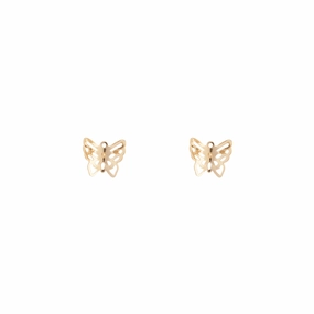 Polygonal Jewelry Gold Filigree Butterfly Stud Earrings