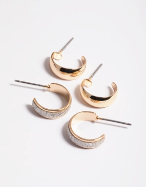 Simple Glitter Huggie Earrings Pack Exquisite finish