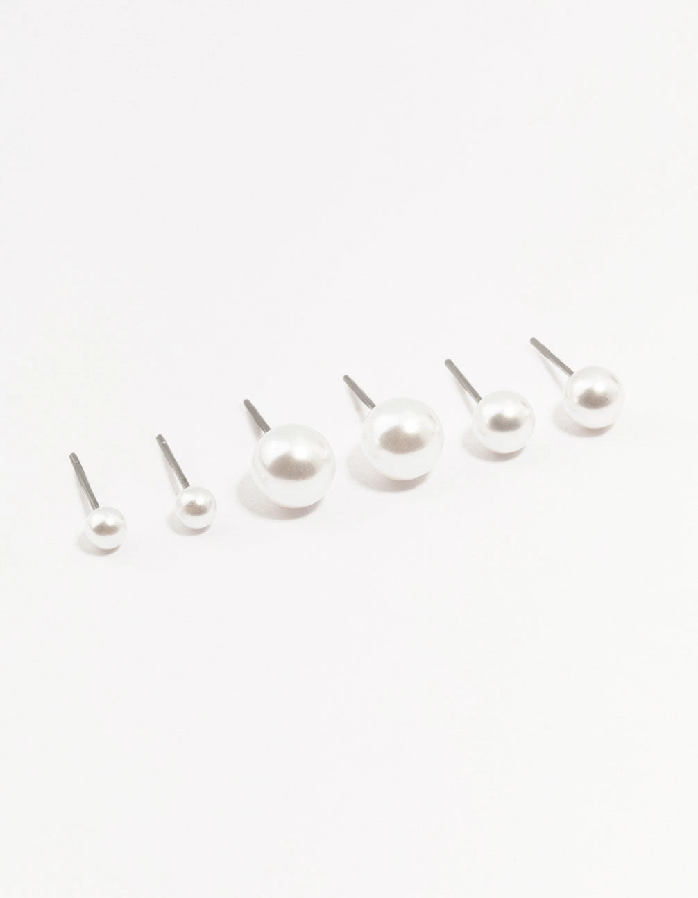 Beaded Multi Size Pearl Stud Earrings 3-Pack Premium Option Chic piece