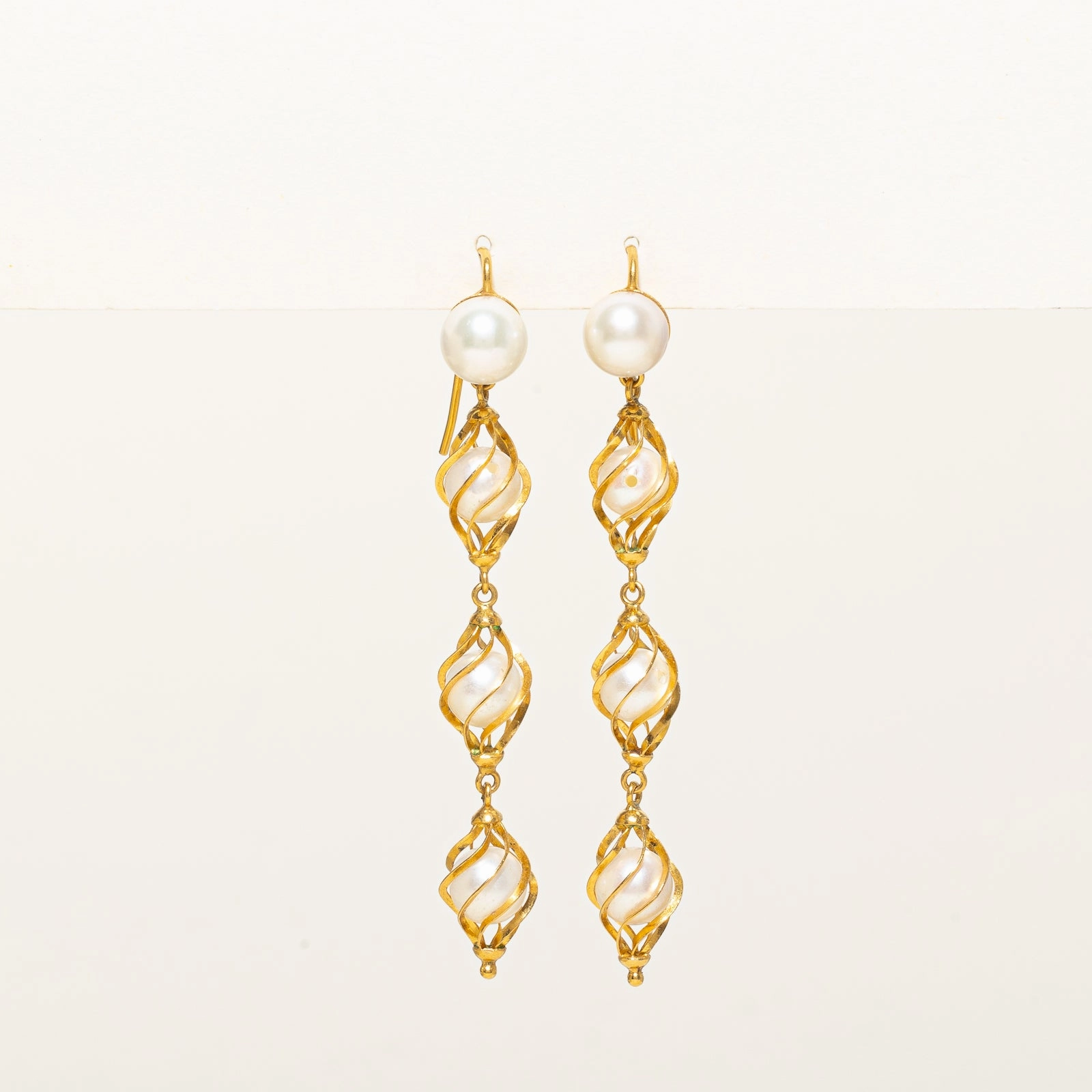 Color Accent Cream Pearl Dangle Earrings