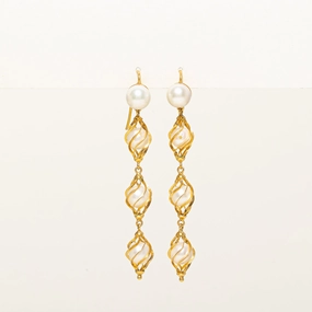 Color Accent Cream Pearl Dangle Earrings