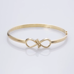 18k Yellow Gold Infinity Bangle Bracelet  | 6.5" | Quiet Shine Autumn Accent