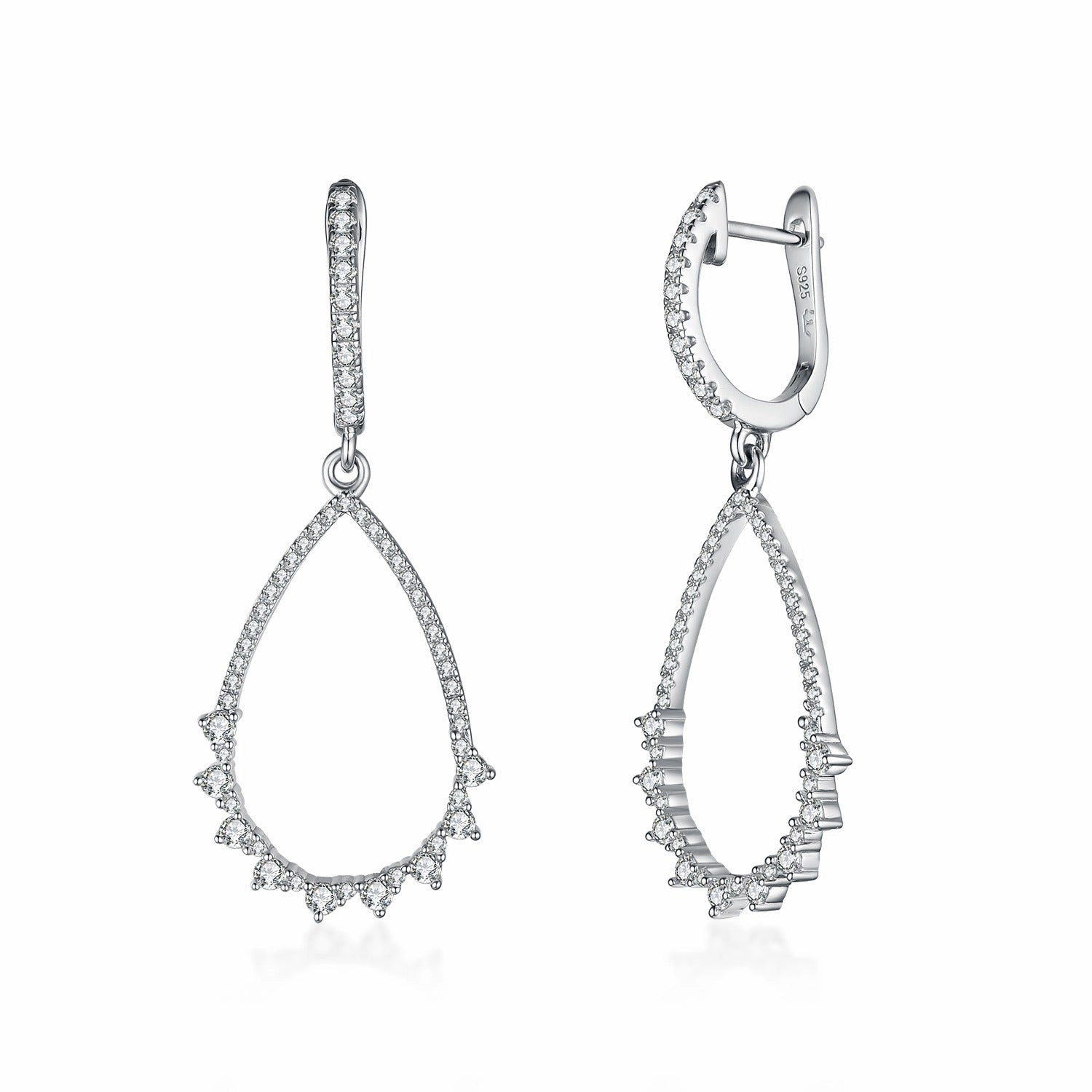 Sterling Silver Fancy Teardrop Micropave and CZ Earrings Beautiful Jewelry Vintage-Inspired Piece