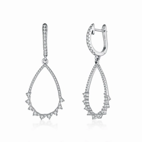 Sterling Silver Fancy Teardrop Micropave and CZ Earrings Beautiful Jewelry Vintage-Inspired Piece