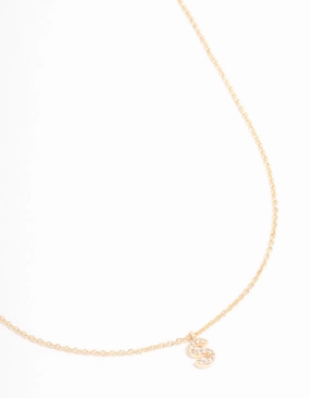 Gold Plated Cubic Zirconia Letter S Necklace Excellent Design Durable Ornament