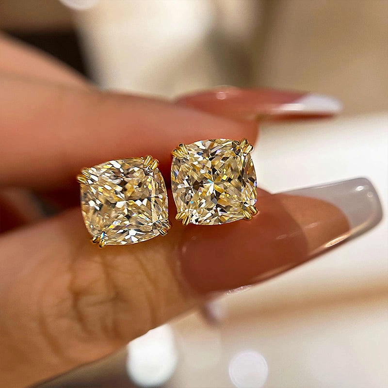 Minimalist Design Sophisticated Must-Have Louily Stunning Sterling Silver Cushion Cut Stud Earrings for Women