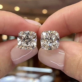 Statement Adornment Louily Stunning Sterling Silver Cushion Cut Stud Earrings for Women