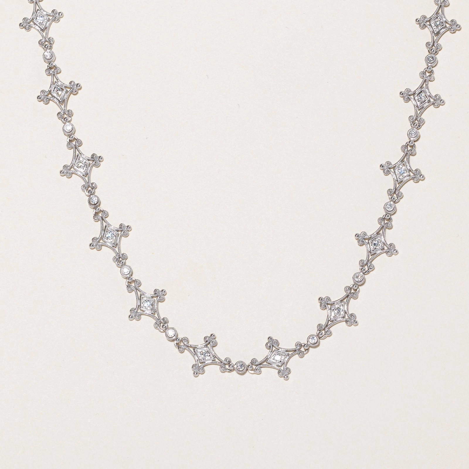 Ornate Diamond Necklace | 1.20ctw | 17" | Everyday Pieces Eye-Catching Detail