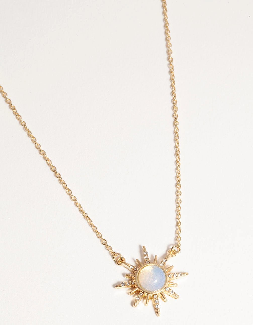 Urban Street Gold Plated Diamante & Moonstone Sun Necklace