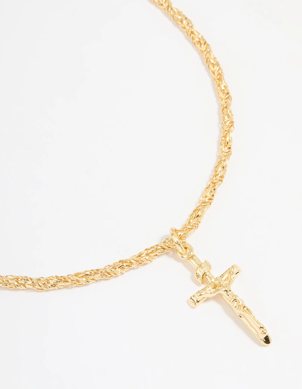 Gold Plated Twisted Chain Cross Necklace Stylish Item Perfect Adornment