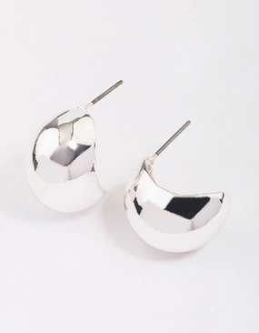 Silver Chubby Ball Huggie Earrings Attractive Design Comfortable Product