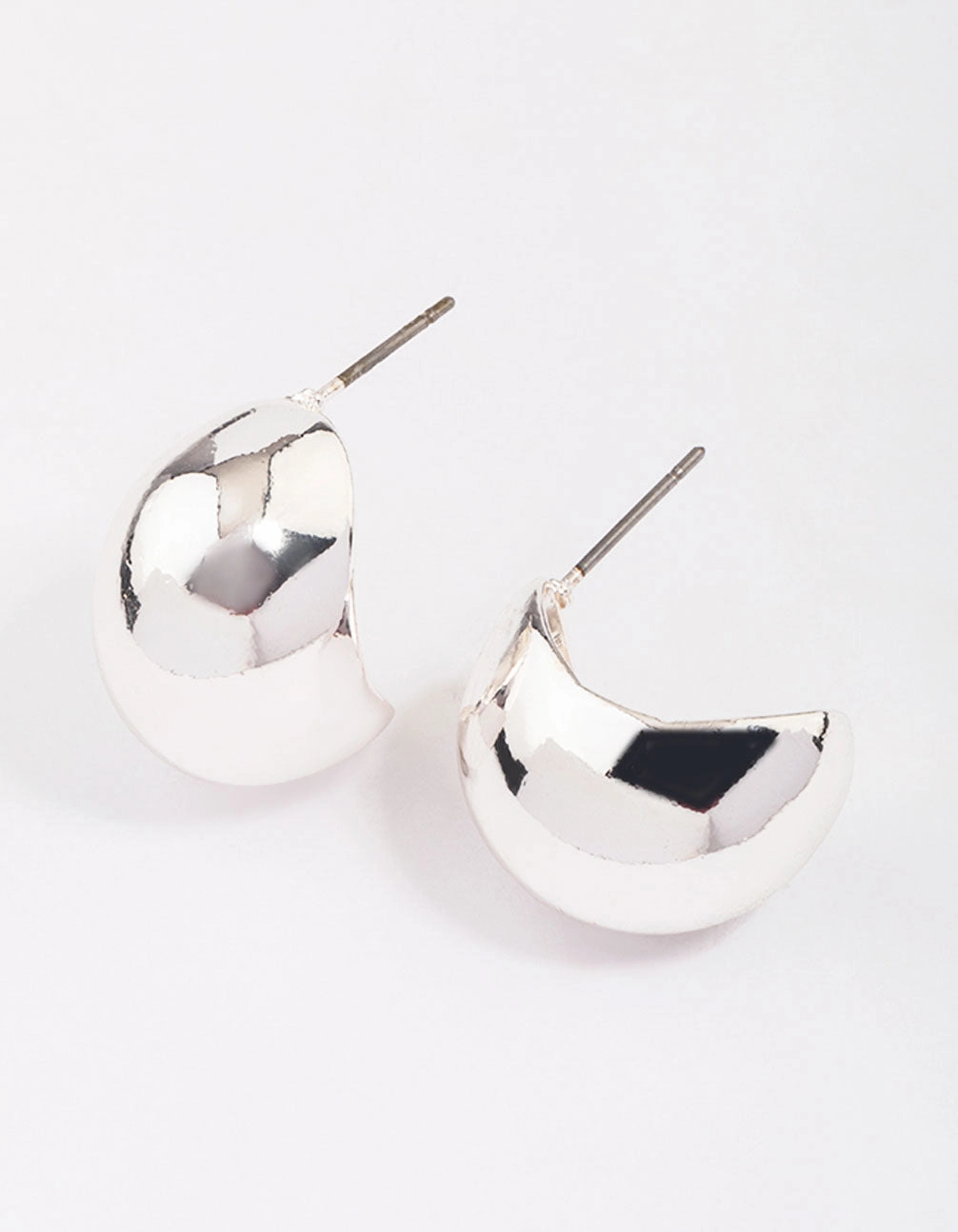 Silver Chubby Ball Huggie Earrings Attractive Design Comfortable Product