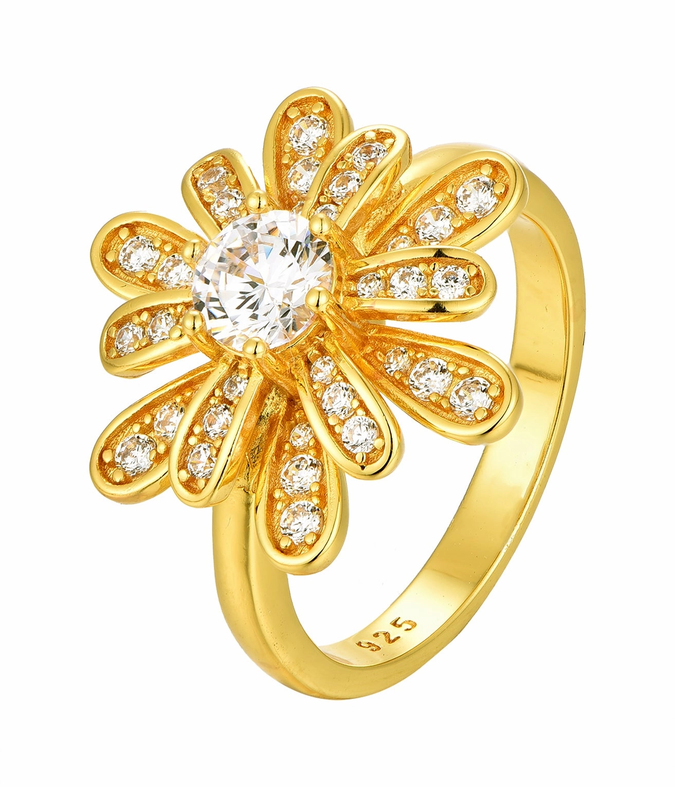 Bright Look Micron Gold Plated Sterling Silver Flower Ring