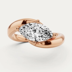 3/4 ctw Marquise Diamond East-West Solitaire Engagement Ring Minimal Charm