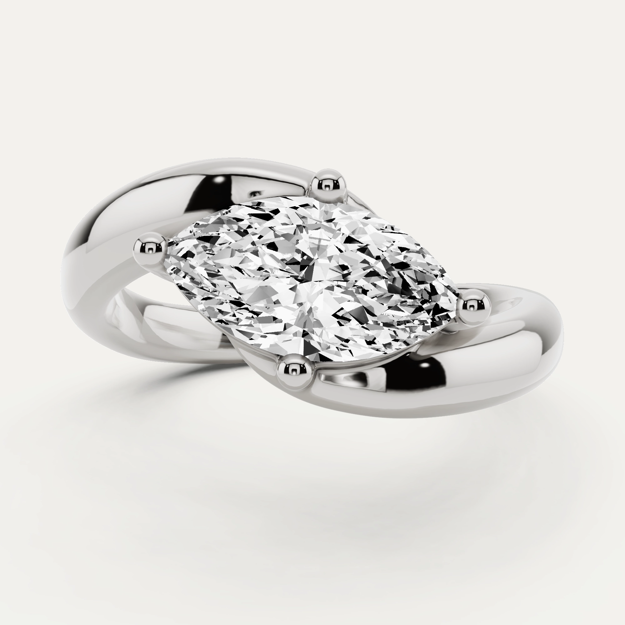 3/4 ctw Marquise Diamond East-West Solitaire Engagement Ring Night Out Relaxed Look