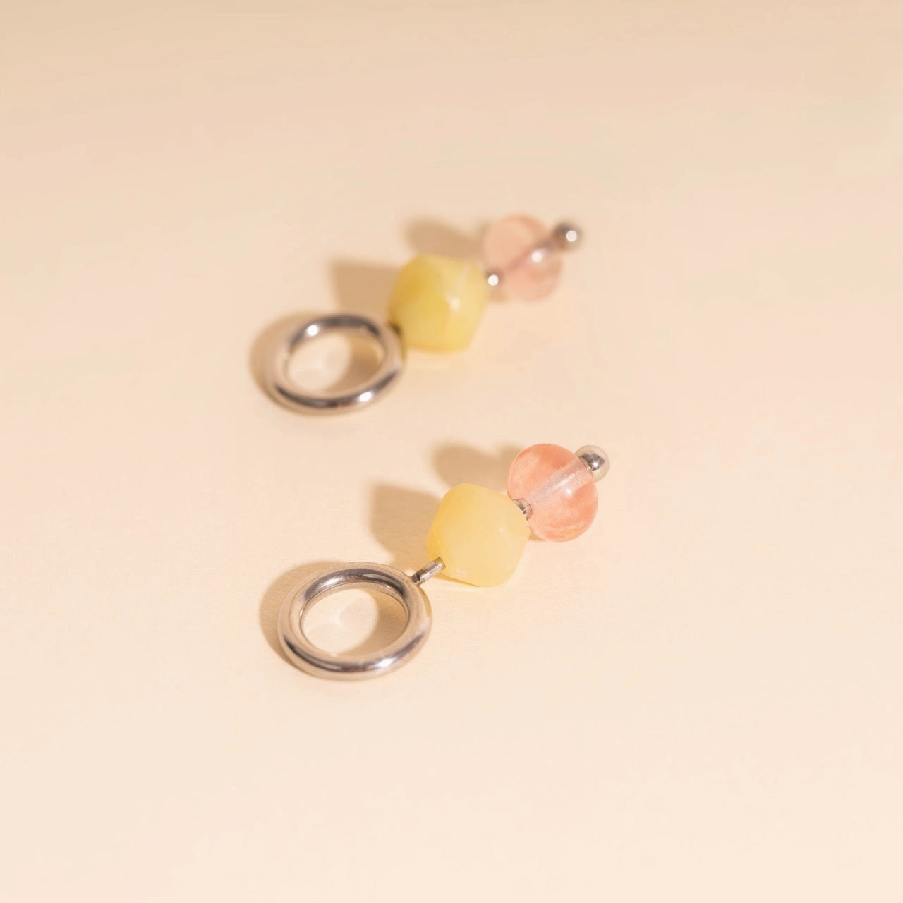 Lustrous Highlight Exquisite Piece Pink Lemonade Huggie Hoop Charms