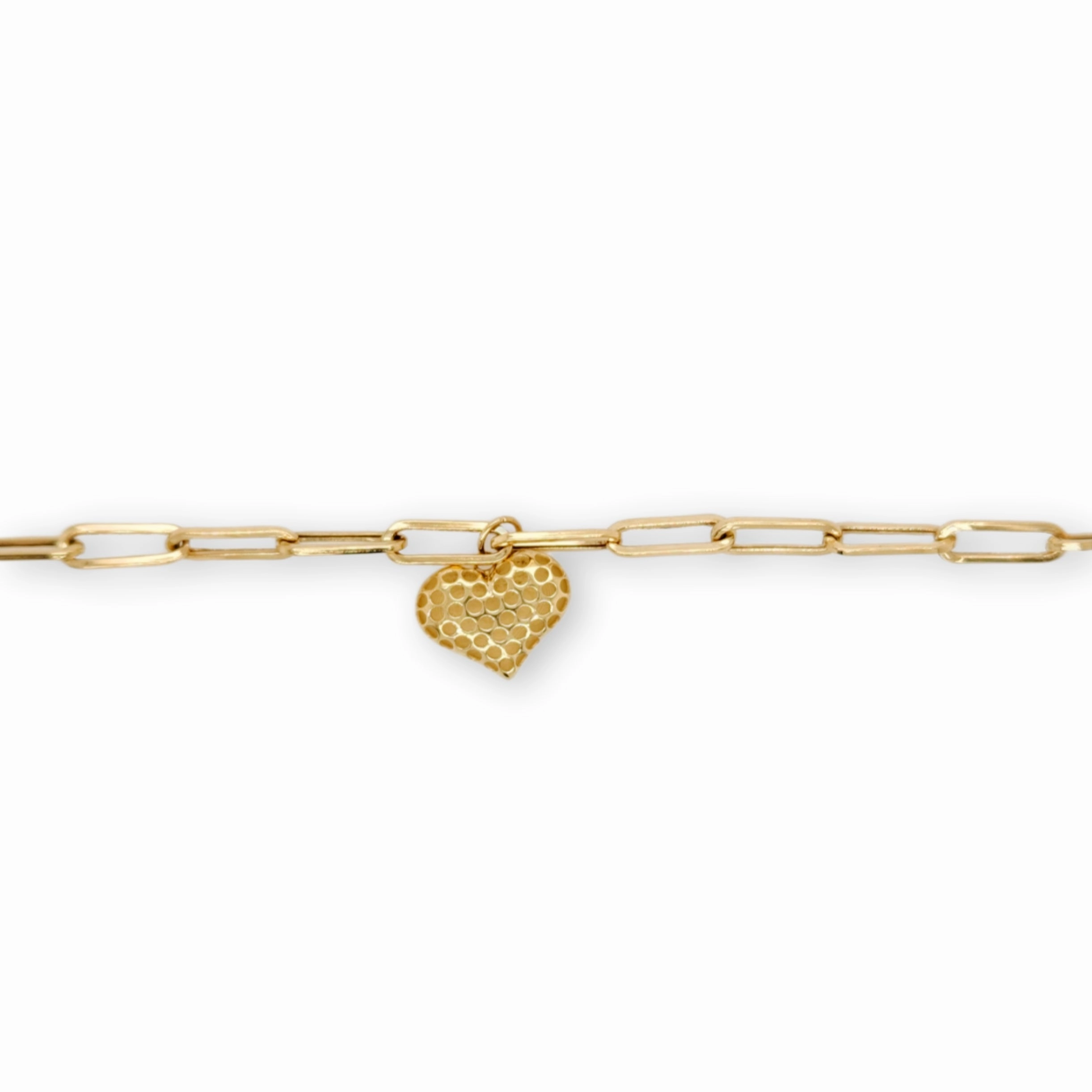 Teen Approved Everyday Vision 14k Gold Paperclip Bracelet With Center Hanging Heart