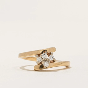 Cluster Diamond Cross Over Ring | 0.10ctw | SZ 6.25 Dramatic Touch Elegant Creations