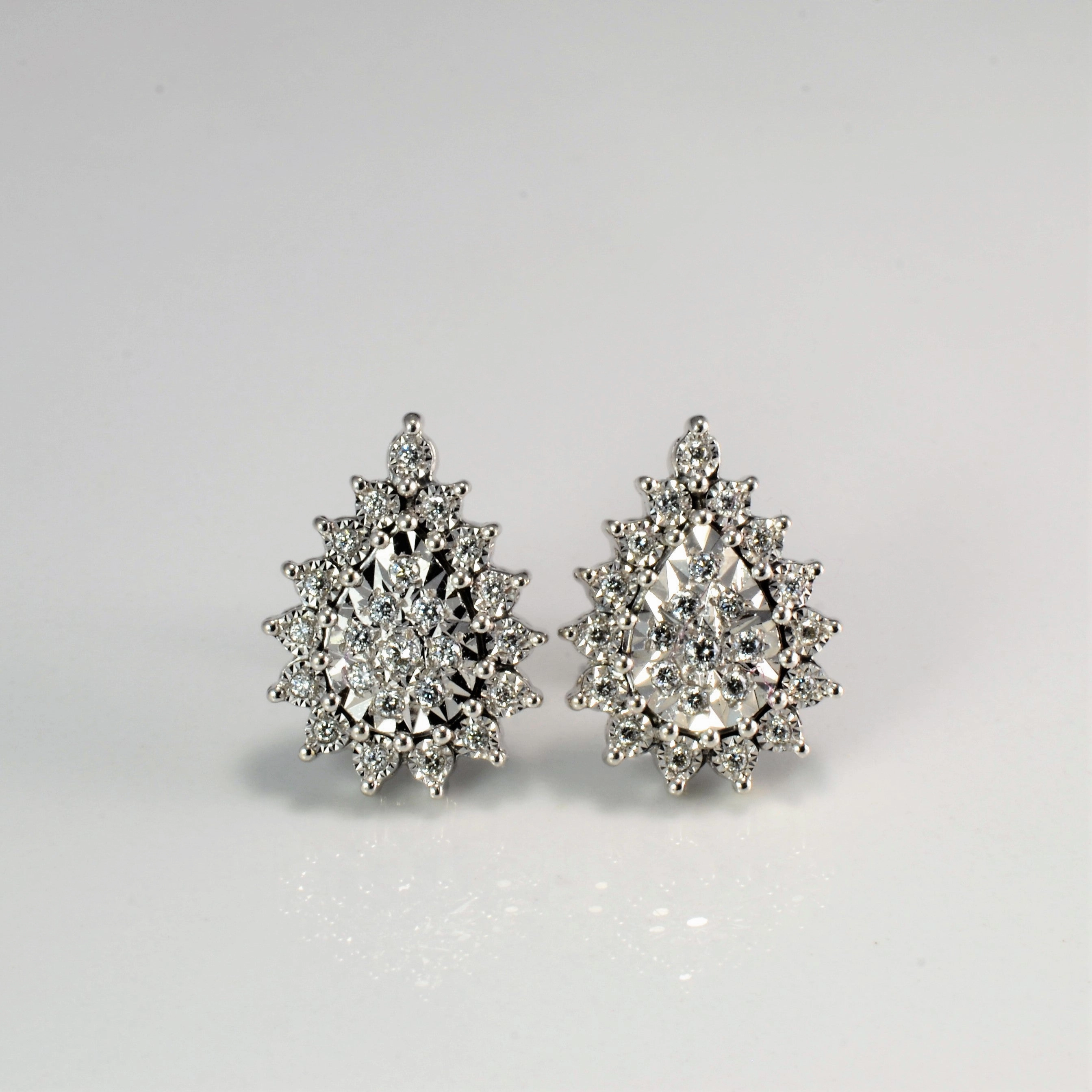 Minimal Finish Premium Form Cluster Diamond Pear Shape Stud Earrings | 0.42 ctw |