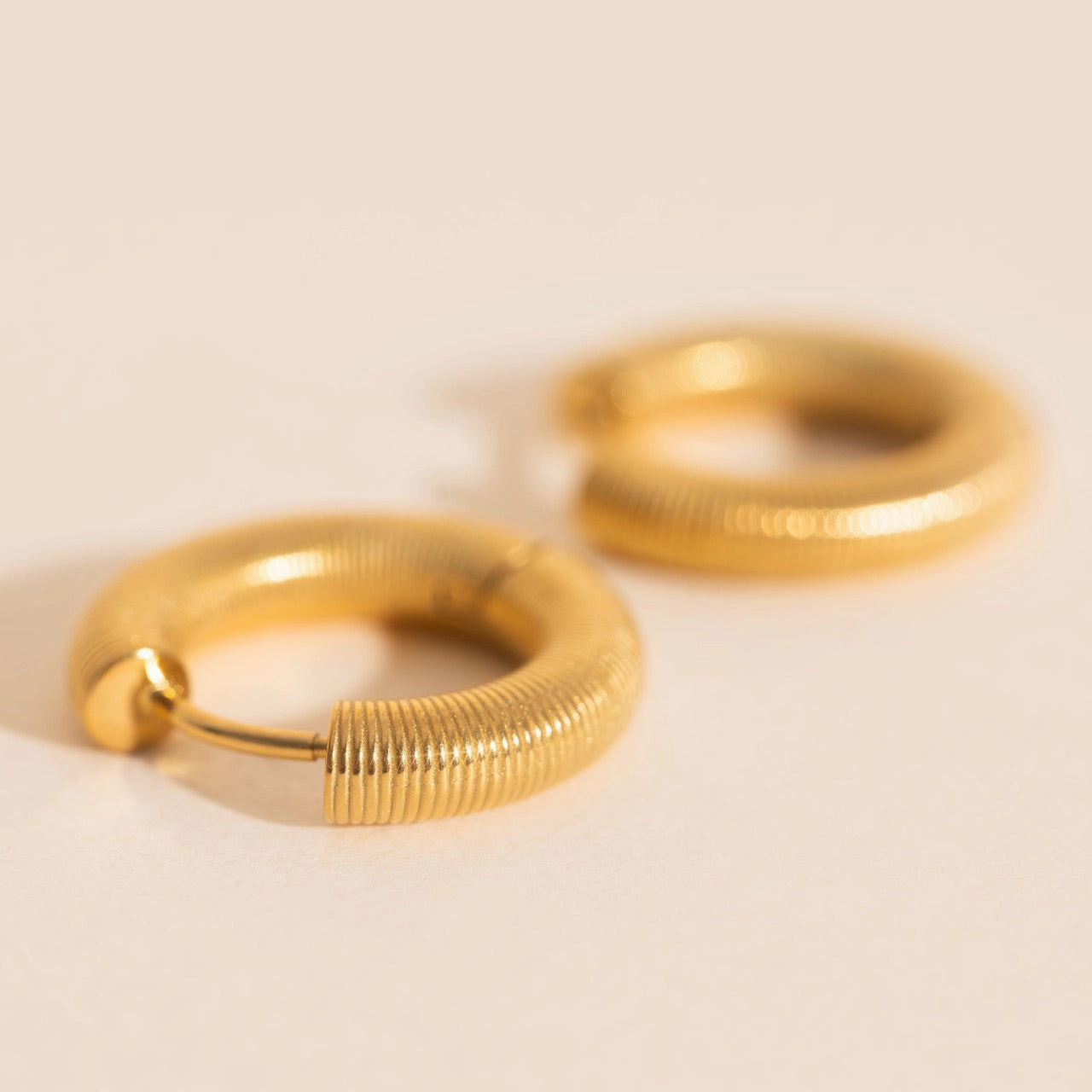 Coil Chunky Rounded Huggie Hoop Earrings Dazzling Effect Light Fit