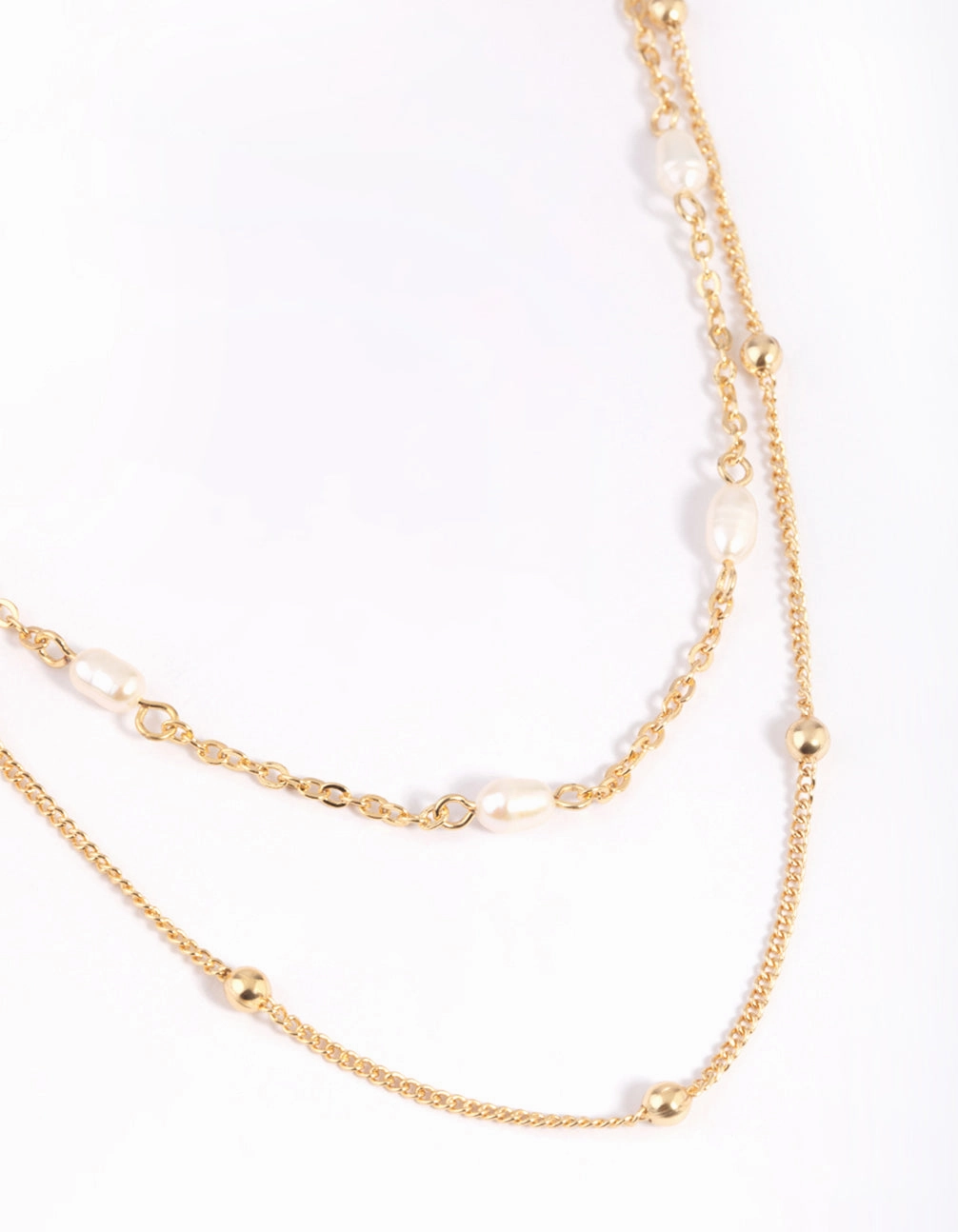 Gold Plated Freshwater Pearl Layered Necklace Beautiful Ornament Furnishing Item