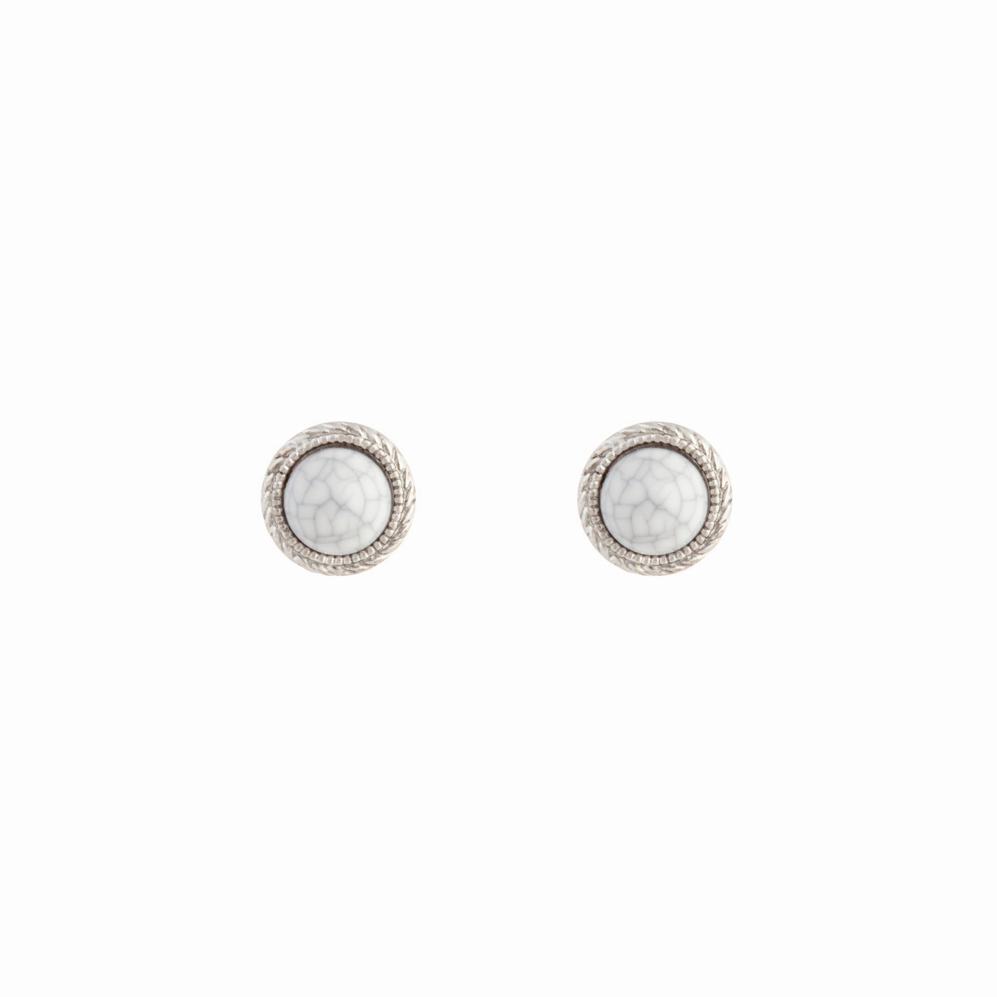 Safe Aesthetic Antique Silver Marble Cracked Earrings