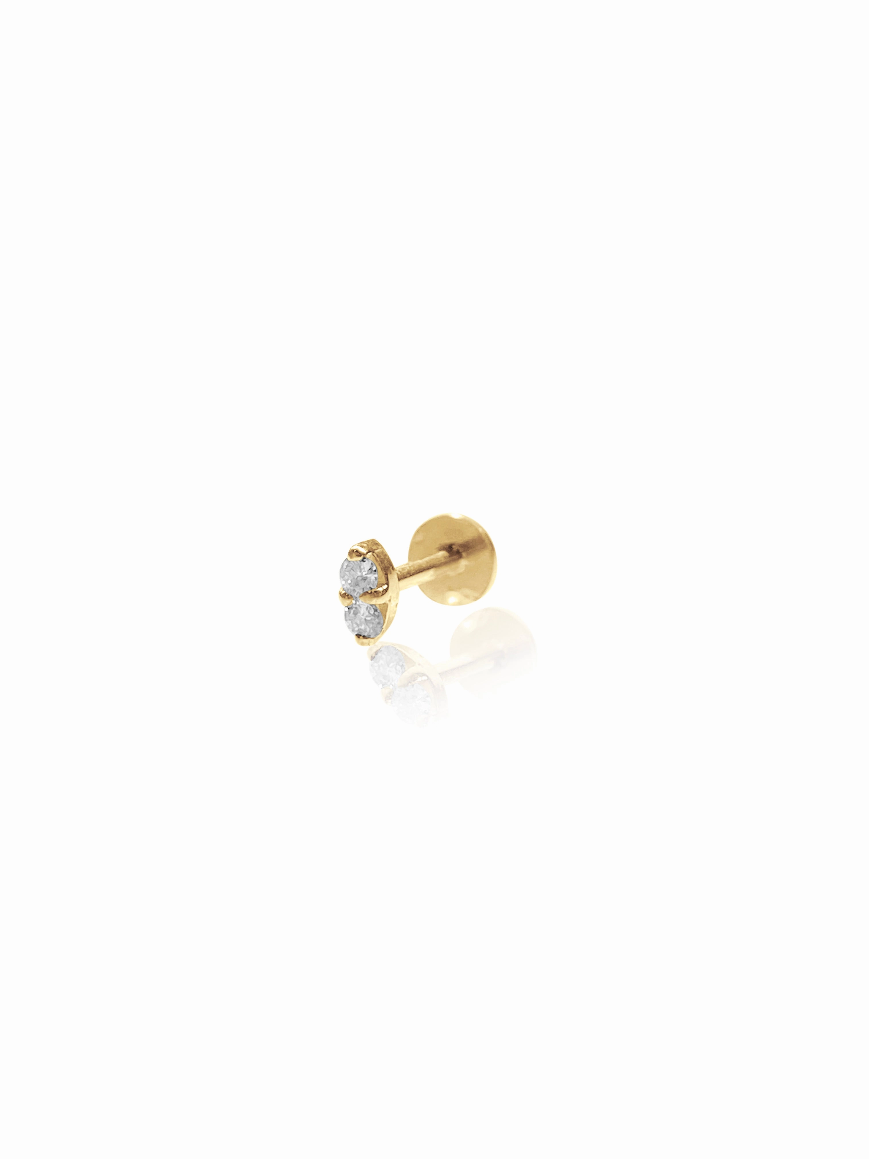 14K Gold Push Flat Back Diamond Marquis Shape Earring Luxury Impression