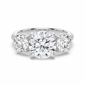 Round Cut Three Stone Moissanite Engagement Ring Custom Piece