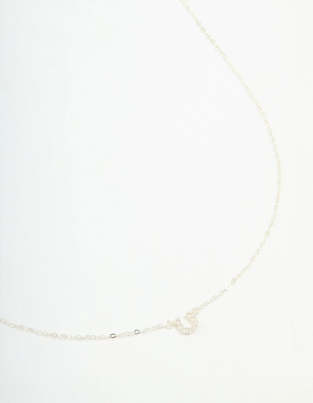 Graceful Feature Sterling Silver Cubic Zirconia Horseshoe Necklace