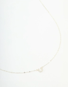 Graceful Feature Sterling Silver Cubic Zirconia Horseshoe Necklace