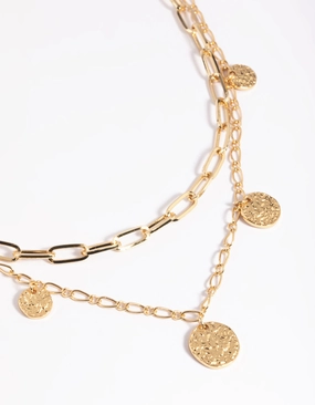 Fantastic Gift Gold Plated Disc Layered Necklace
