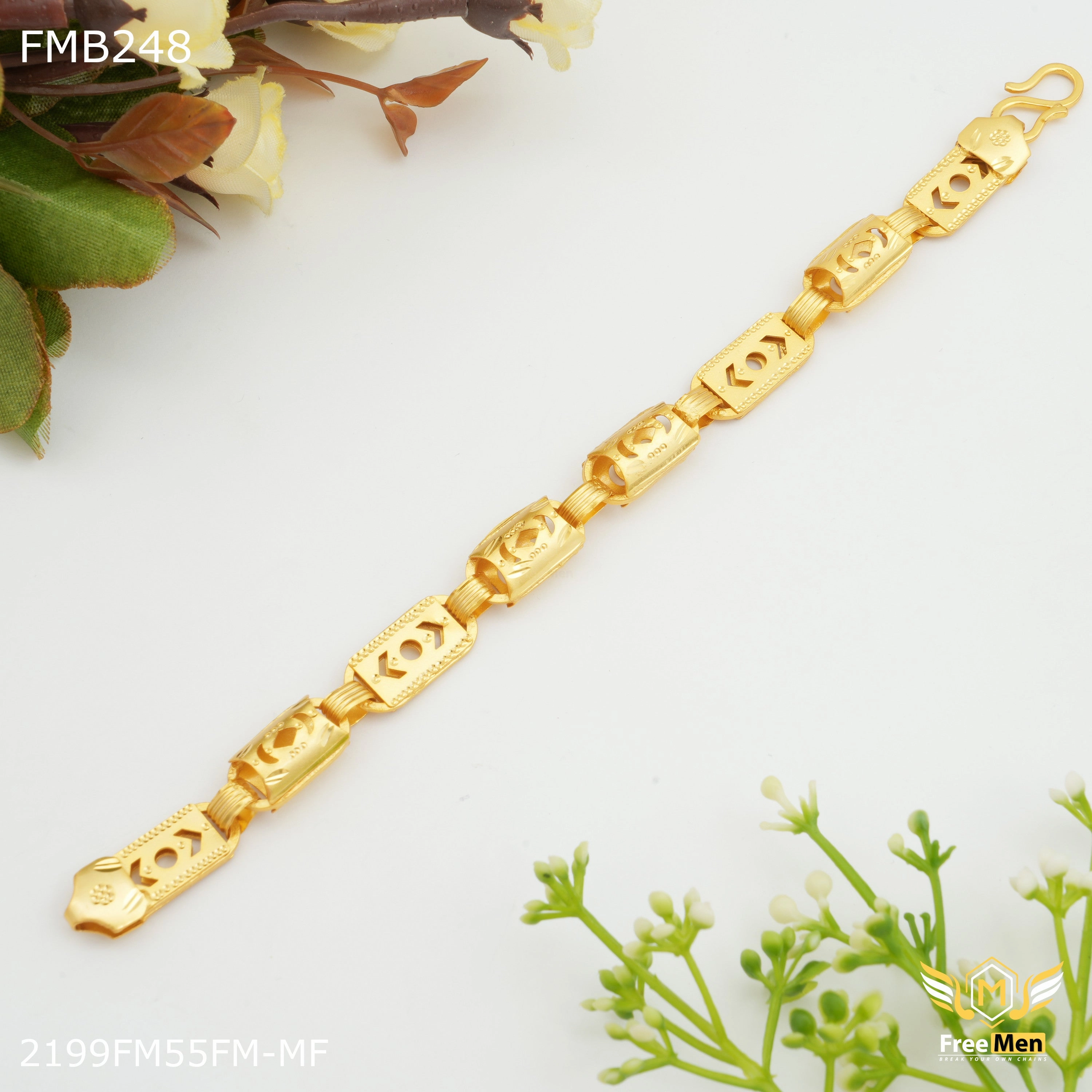Countless Fusion Long-Lasting Freemen Broad Nawabi goldne Bracelet For Men - FMB248